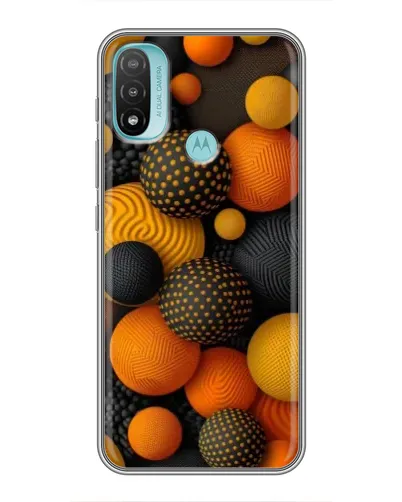Чехол для Motorola MOTO E40 с картинкой «Объемные оранжевые сферы»