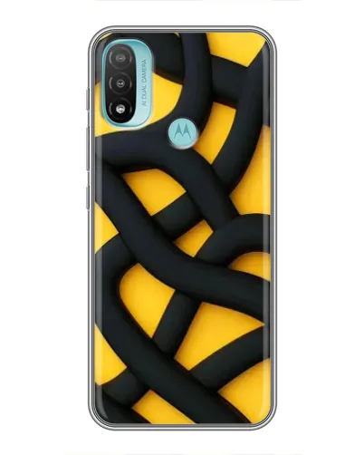 Чехол для Motorola MOTO E40 с картинкой «Черное желтое переплетение»
