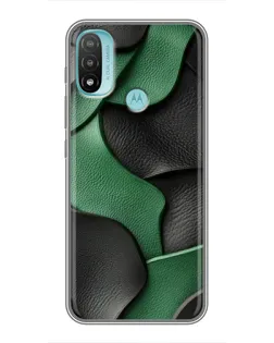 Чехол для Motorola MOTO E40 с картинкой «Зеленые кожаные волны»
