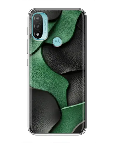 Чехол для Motorola MOTO E40 с картинкой «Зеленые кожаные волны»