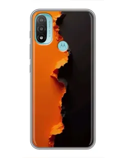 Чехол для Motorola MOTO E40 с картинкой «Оранжевый разлом»