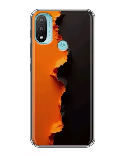 Чехол для Motorola MOTO E40 с картинкой «Оранжевый разлом»