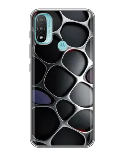 Чехол для Motorola MOTO E40 с картинкой «Объемная темная решетка»