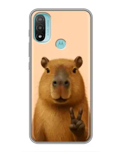 Чехол для Motorola MOTO E40 с картинкой «Капибара виктория»