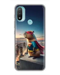 Чехол для Motorola MOTO E40 с картинкой «Капи-мен супергерой»