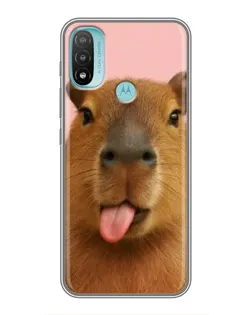 Чехол для Motorola MOTO E40 с картинкой «Капибара с языком»