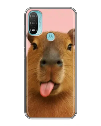 Чехол для Motorola MOTO E40 с картинкой «Капибара с языком»