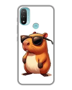 Чехол для Motorola MOTO E40 с картинкой «Капибара в очках»