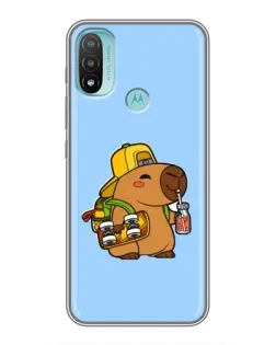 Чехол для Motorola MOTO E40 с картинкой «Капибара на скейте»