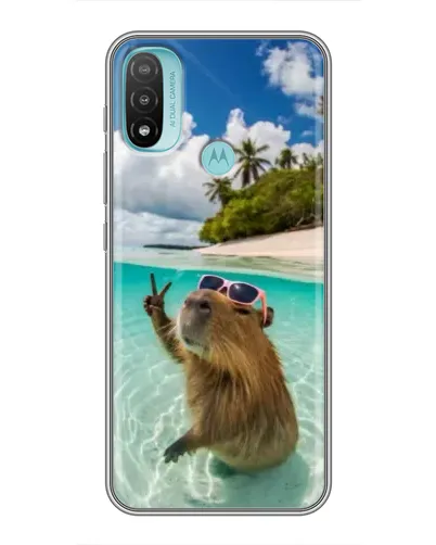 Чехол для Motorola MOTO E40 с картинкой «Капибара на море»