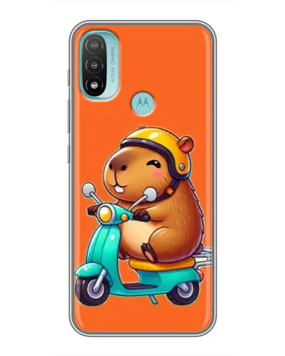 Чехол для Motorola MOTO E40 с картинкой «Капибара на скутере»