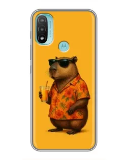 Чехол для Motorola MOTO E40 с картинкой «Капибара на отдыхе»