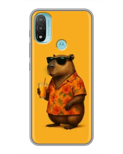 Чехол для Motorola MOTO E40 с картинкой «Капибара на отдыхе»