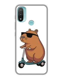 Чехол для Motorola MOTO E40 с картинкой «Капибара на самокате»
