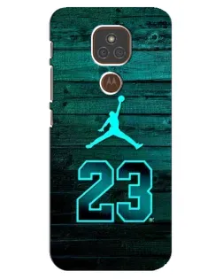 Чехол для Motorola MOTO E7 Plus с картинкой «Jordan Cyan 23»