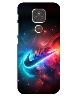 Чехол для Motorola MOTO E7 Plus с картинкой «Огненный логотип Nike»