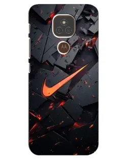 Чехол для Motorola MOTO E7 Plus с картинкой «Nike — эффект разломов»