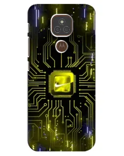 Чехол для Motorola MOTO E7 Plus с картинкой «Nike — золотая искра»