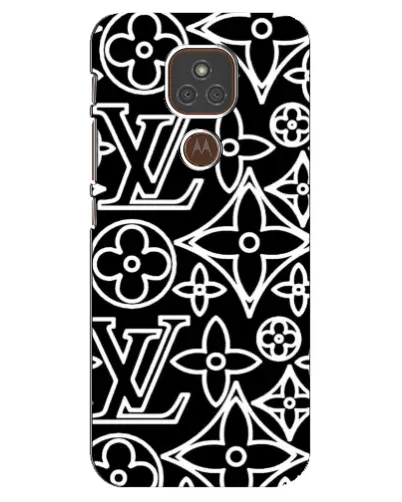 Чехол для Motorola MOTO E7 Plus с картинкой «Черно-белый узор LV»