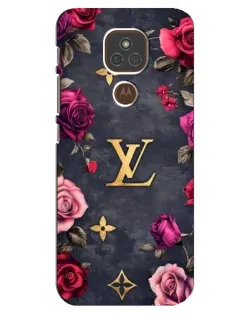 Чехол для Motorola MOTO E7 Plus с картинкой «Цветочный Louis Vuitton»