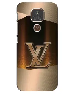 Чехол для Motorola MOTO E7 Plus с картинкой «LV — золотое сияние»
