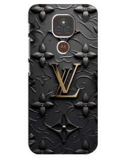 Чехол для Motorola MOTO E7 Plus с картинкой «Кожаная текстура LV»