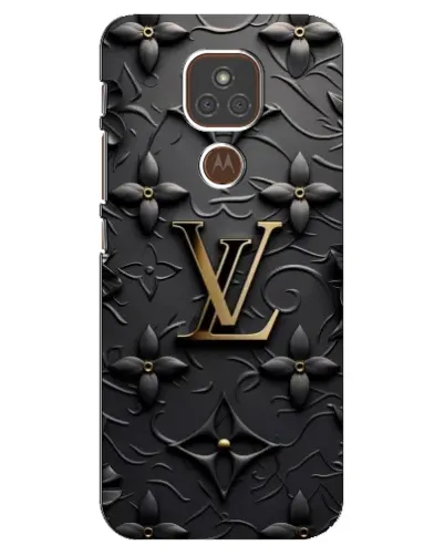 Чехол для Motorola MOTO E7 Plus с картинкой «Кожаная текстура LV»