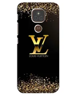 Чехол для Motorola MOTO E7 Plus с картинкой «LV — золотые искры»
