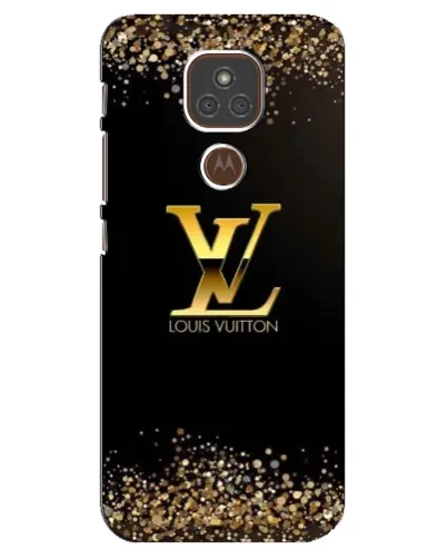 Чехол для Motorola MOTO E7 Plus с картинкой «LV — золотые искры»