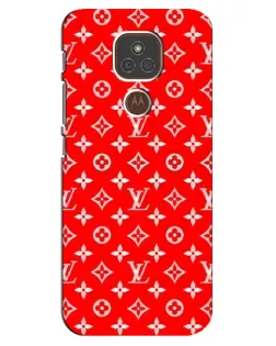 Чехол для Motorola MOTO E7 Plus с картинкой «Яркий паттерн LV»