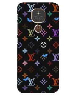 Чехол для Motorola MOTO E7 Plus с картинкой «Цветная монограмма LV»