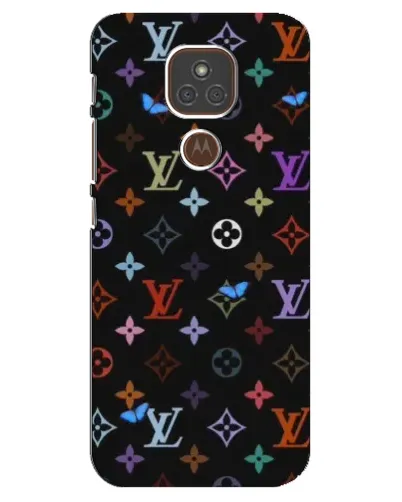 Чехол для Motorola MOTO E7 Plus с картинкой «Цветная монограмма LV»