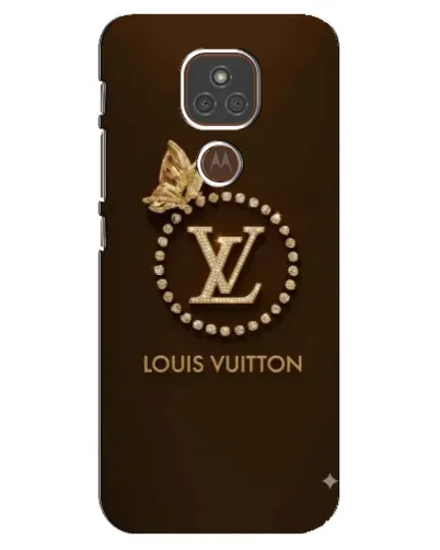 Чехол для Motorola MOTO E7 Plus с картинкой «LV — золотая печать»