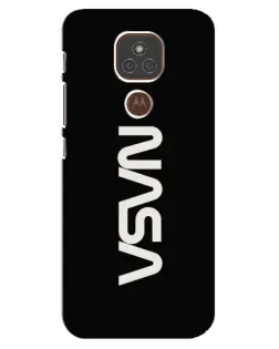 Чехол для Motorola MOTO E7 Plus с картинкой «NASA — вертикальный логотип»