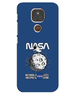 Чехол для Motorola MOTO E7 Plus с картинкой «NASA — лунная миссия»