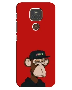 Чехол для Motorola MOTO E7 Plus с картинкой «Bored Ape — красный фон»