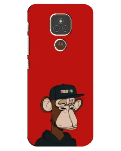 Чехол для Motorola MOTO E7 Plus с картинкой «Bored Ape — красный фон» Чехол для Motorola MOTO E7 Plus с картинкой «Bored Ape — красный фон»