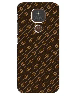 Чехол для Motorola MOTO E7 Plus с картинкой «Gucci — золотые диагонали»