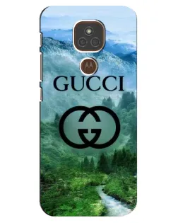 Чехол для Motorola MOTO E7 Plus с картинкой «Gucci — горный пейзаж»
