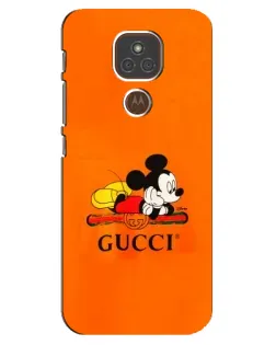 Чехол для Motorola MOTO E7 Plus с картинкой «Микки Маус Gucci — оранж»