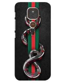 Чехол для Motorola MOTO E7 Plus с картинкой «Gucci — змея на полосе»