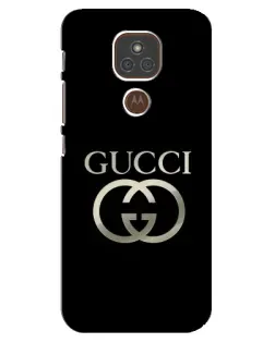 Чехол для Motorola MOTO E7 Plus с картинкой «Gucci — золото на черном»