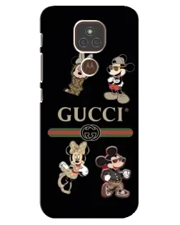 Чехол для Motorola MOTO E7 Plus с картинкой «Gucci — герои Disney и монограмма»