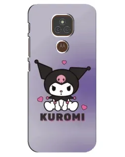 Чехол для Motorola MOTO E7 Plus с картинкой «Kuromi — фиолетовый арт»