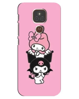 Чехол для Motorola MOTO E7 Plus с картинкой «My Melody и Kuromi»