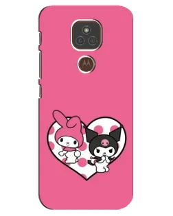 Чехол для Motorola MOTO E7 Plus с картинкой «Kuromi и My Melody»