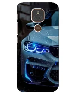 Чехол для Motorola MOTO E7 Plus с картинкой «Взгляд BMW с синими фарами» Чехол для Motorola MOTO E7 Plus с картинкой «Взгляд BMW с синими фарами»