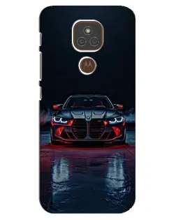Чехол для Motorola MOTO E7 Plus с картинкой «BMW на мокрой дороге»