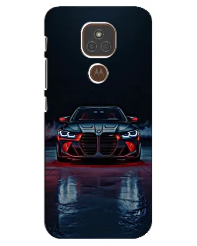 Чехол для Motorola MOTO E7 Plus с картинкой «BMW на мокрой дороге»
