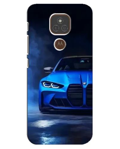 Чехол для Motorola MOTO E7 Plus с картинкой «Голубая BMW M4»